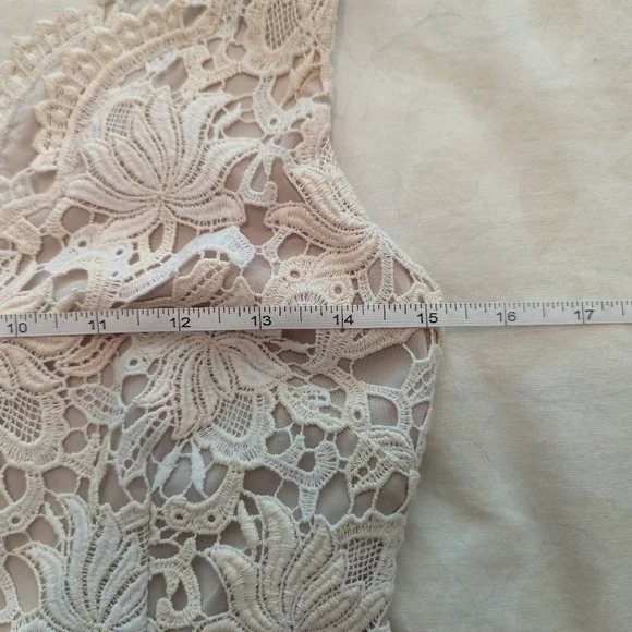 NWT Ann Taylor Sleeveless Lace Overlay Dress Cream Beige Lined Size 00P - Picture 11 of 14